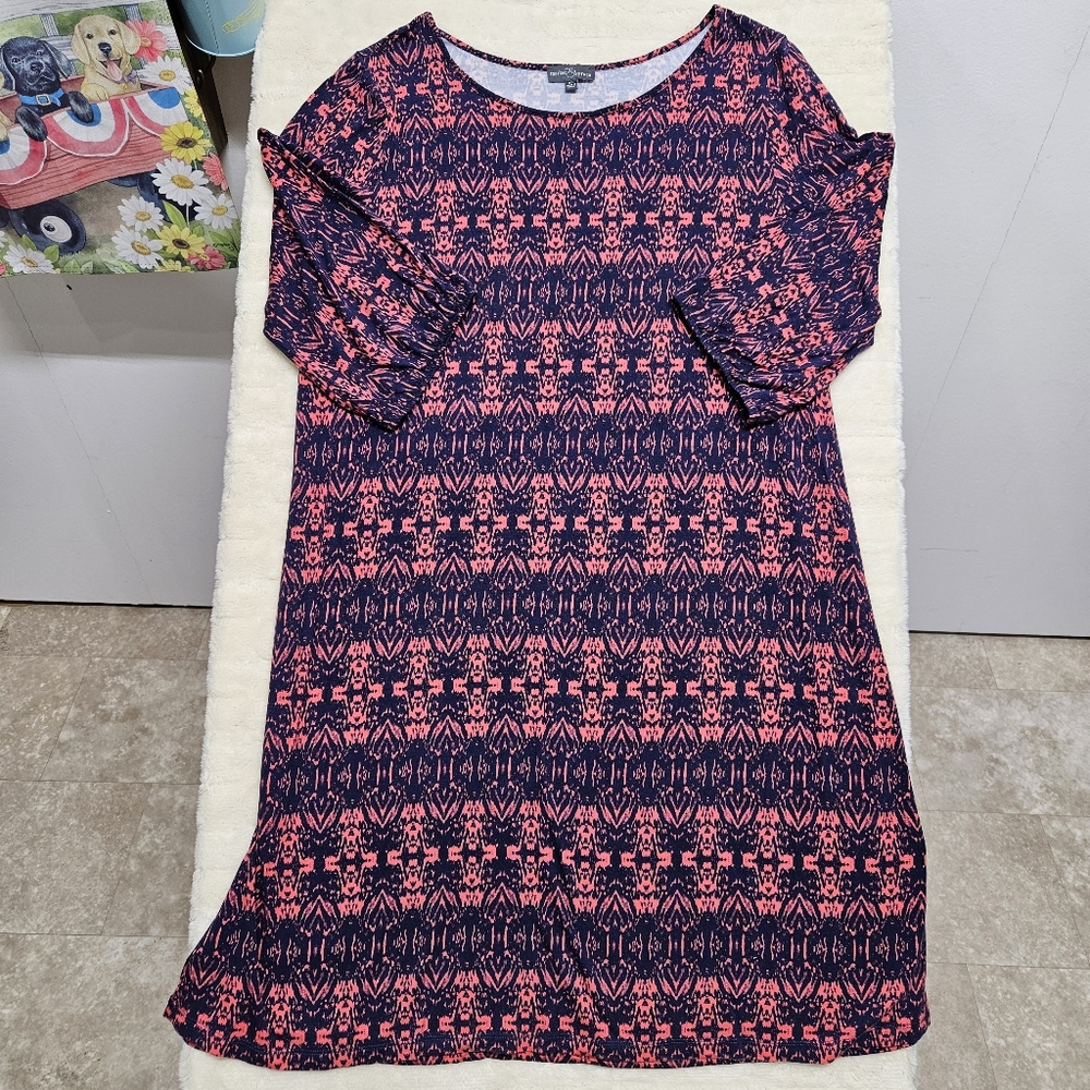 Market & Spruce Casual Dress XL Maeby Abstract Bohemian Stretchy Jersey Colorful